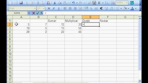Sumar, multiplicar, dividir y restar en excel