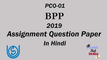 IGNOU BPP Assignment Question Paper 2019 In Hindi PCO 01