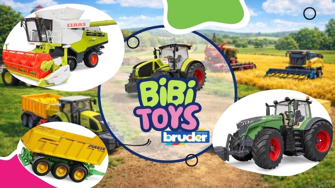 Bibi Unboxes Bruder CLAAS Lexion Combine, Fendt Tractor & Trailer 🚜🌾