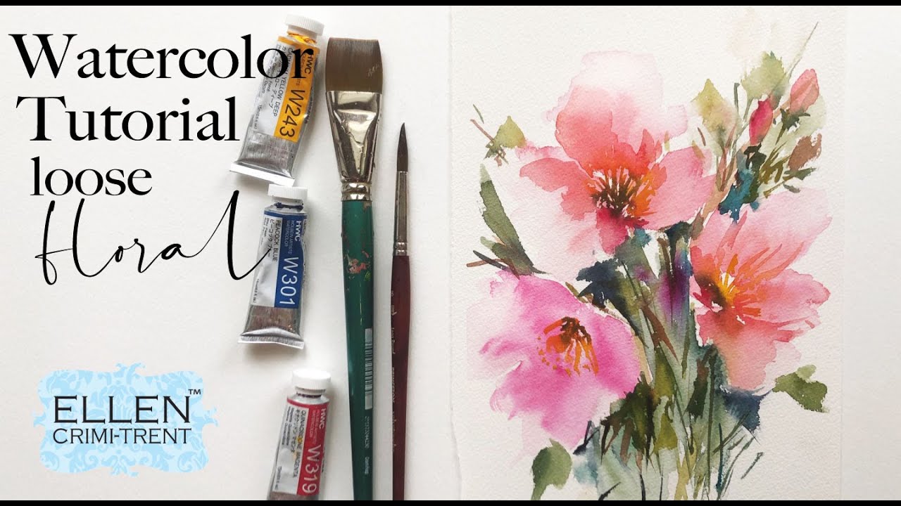 Watercolor Tutorial for Beginners- Loose Floral- Using Only 3 Colors