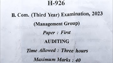 AUDITING | RDVV | B.COM | 3RD YEAR 2023