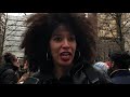 Women sing chant to protest Harvey Weinstein