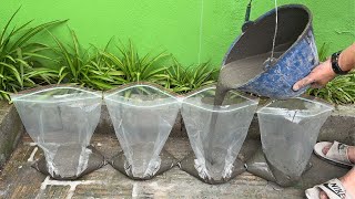 Flower pots craft // Details how to make Flower pots from Cement and Nylon bags