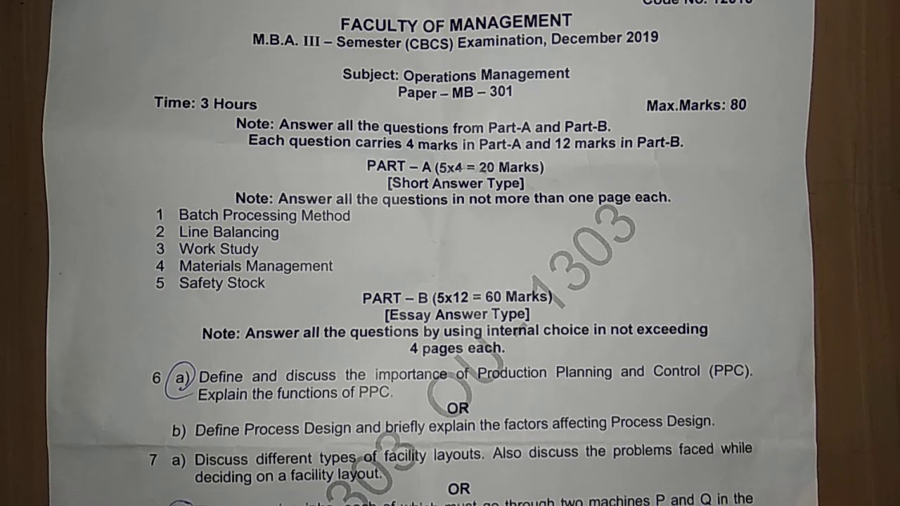 jntuk mba 3rd sem operations research previous question papers