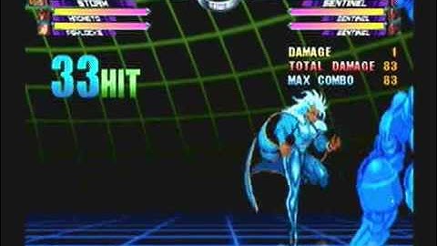 MvC2: Storm 95% Combo vs Sentinel (1 Meter - 136/143 damage)