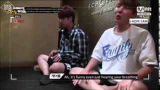 BTS Jin and J-Hope meditating, beatboxing and laughing