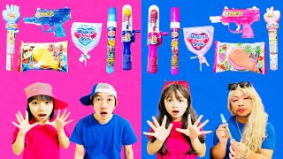 Pink Food VS Blue Food Funny Candy challenge ピンクvs ブルー 面白いお菓子の対決