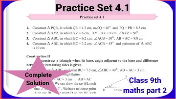 Practice set 4.1 Class 9th Maths part 2 | Geometrical Construction practice set 4.1 Class 9