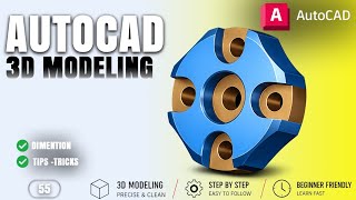 AUTOCAD 3D basic modeling for  mechanical practice work #55 #autocad #rkmahato  #rkmahato_07 