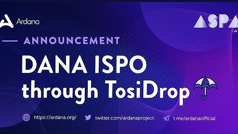 Ardana ISPO claim process with Tosidrop on Cardano.