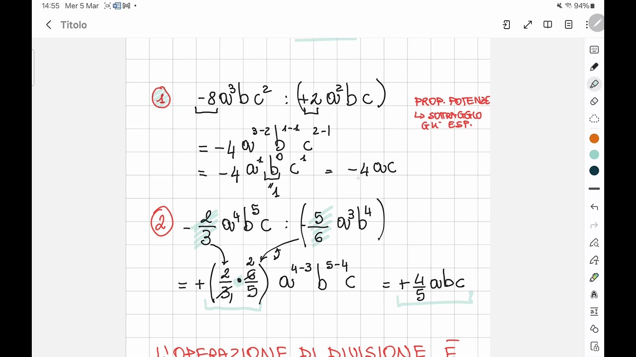 Divisione tra monomi