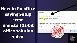 Solved: we can't install the 64-bit version of office | Three Minutes fix