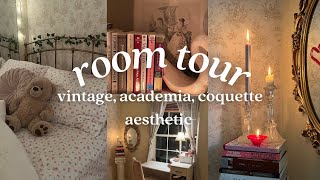 my vintage, dark academia, coquette aesthetic room tour 🤎