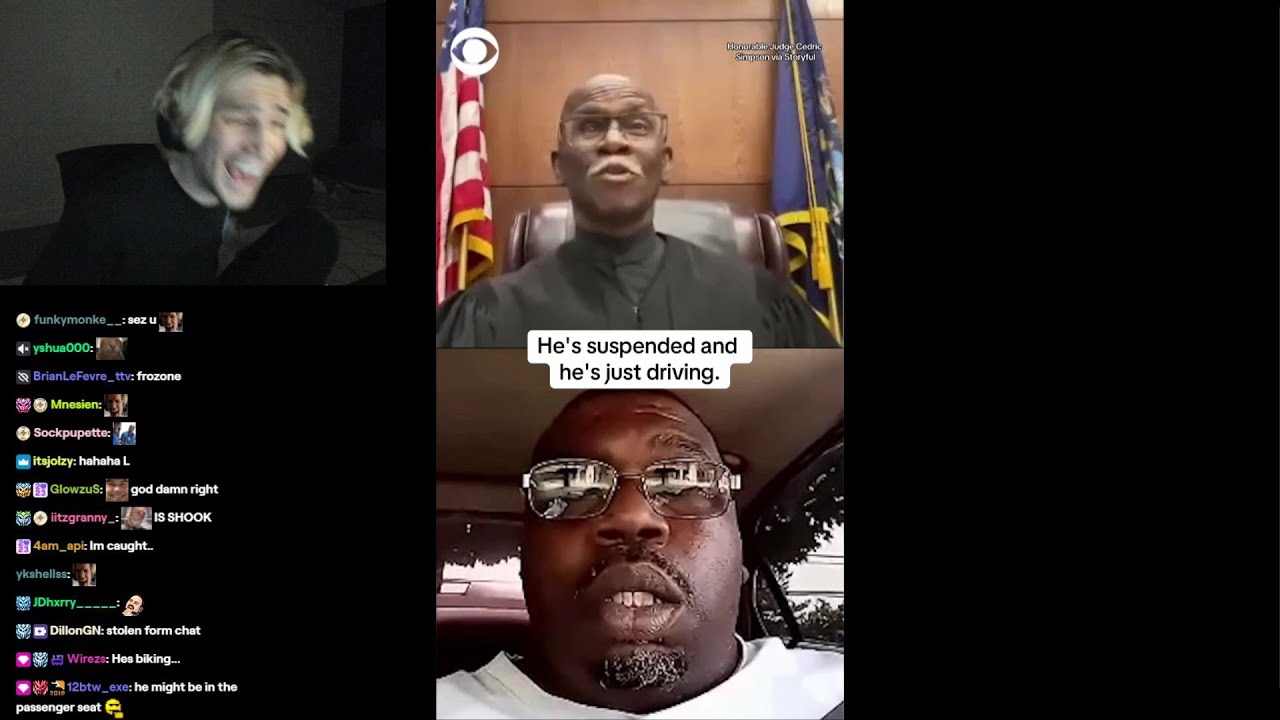 xQc reacts to Judge Shocked by Man Driving with Suspended License on ...