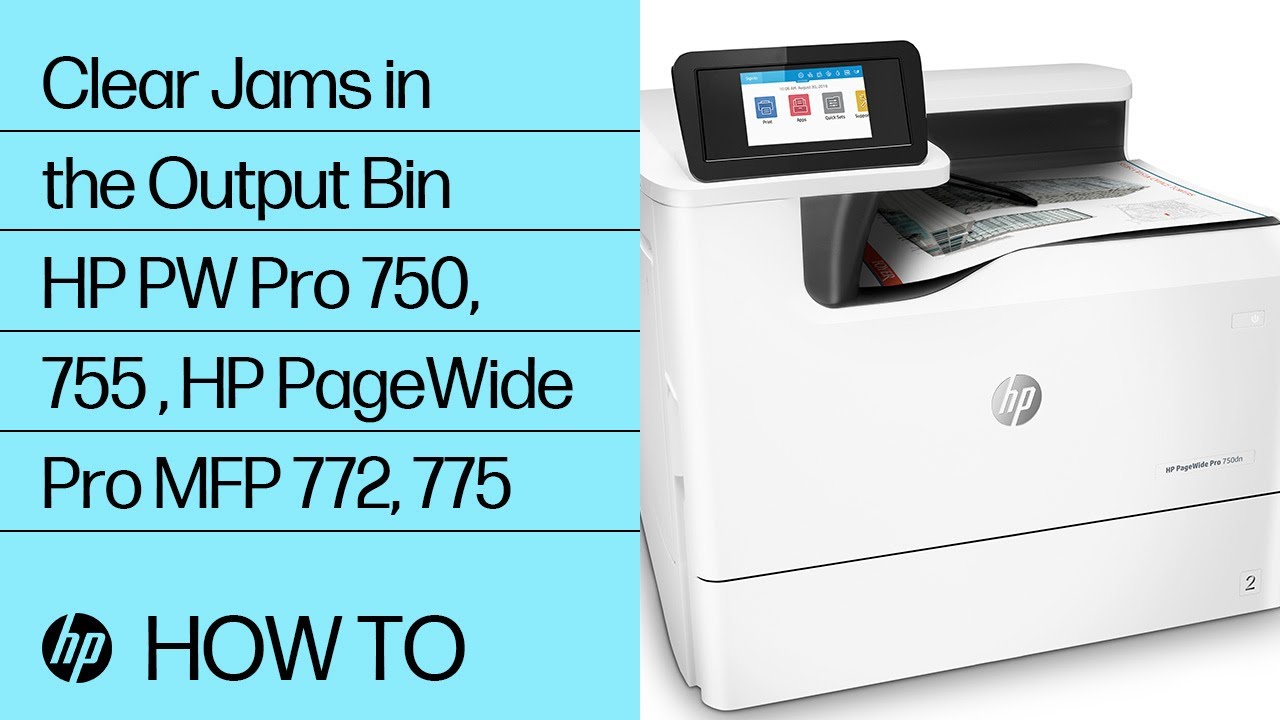 HP PageWide Pro 750, MFP 772, 777 15.E1 jam error in the output bin