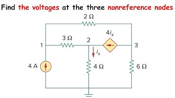 3.2. Find the voltages at the three nonreference nodes in the circuit of Fig. 3.6.