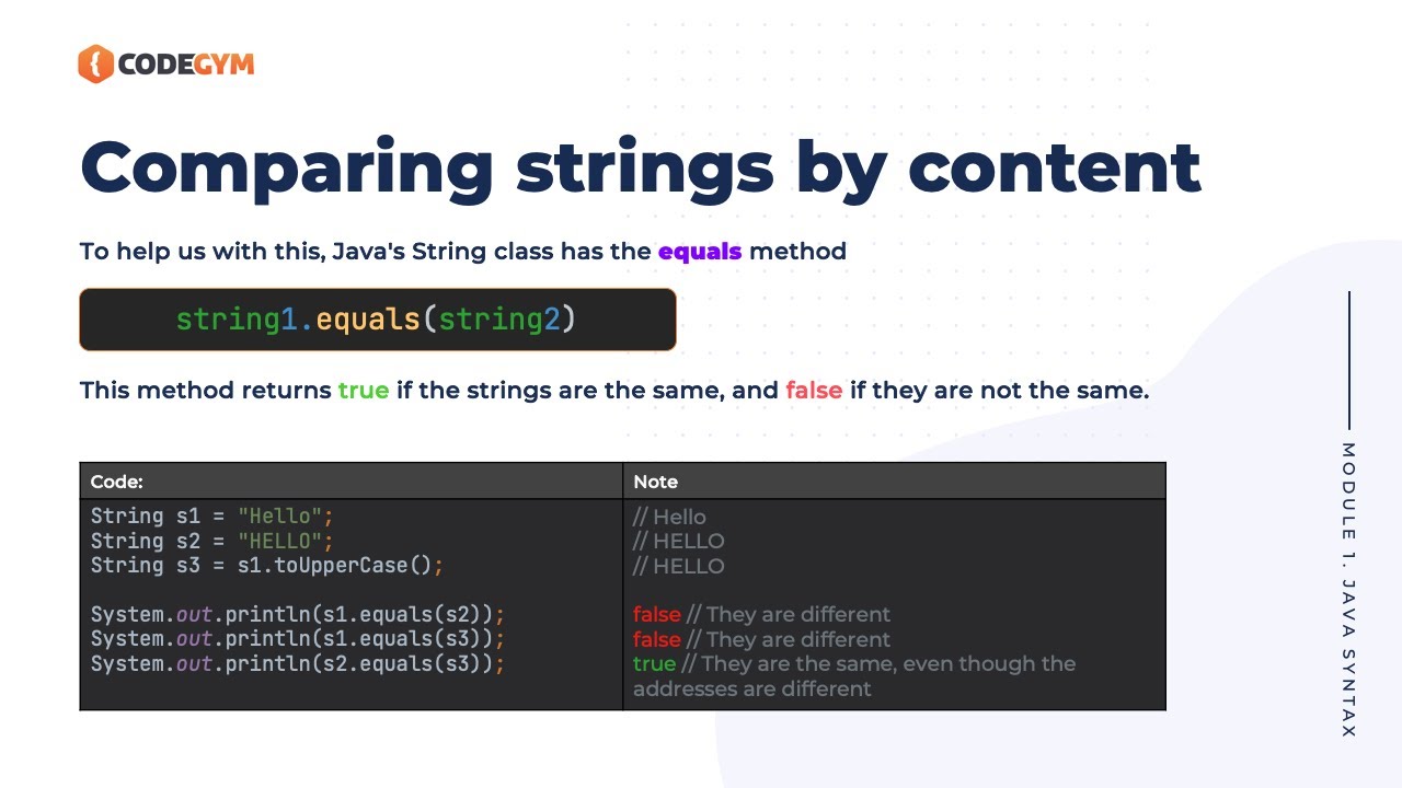 compare Equals Java University Course - YouTube