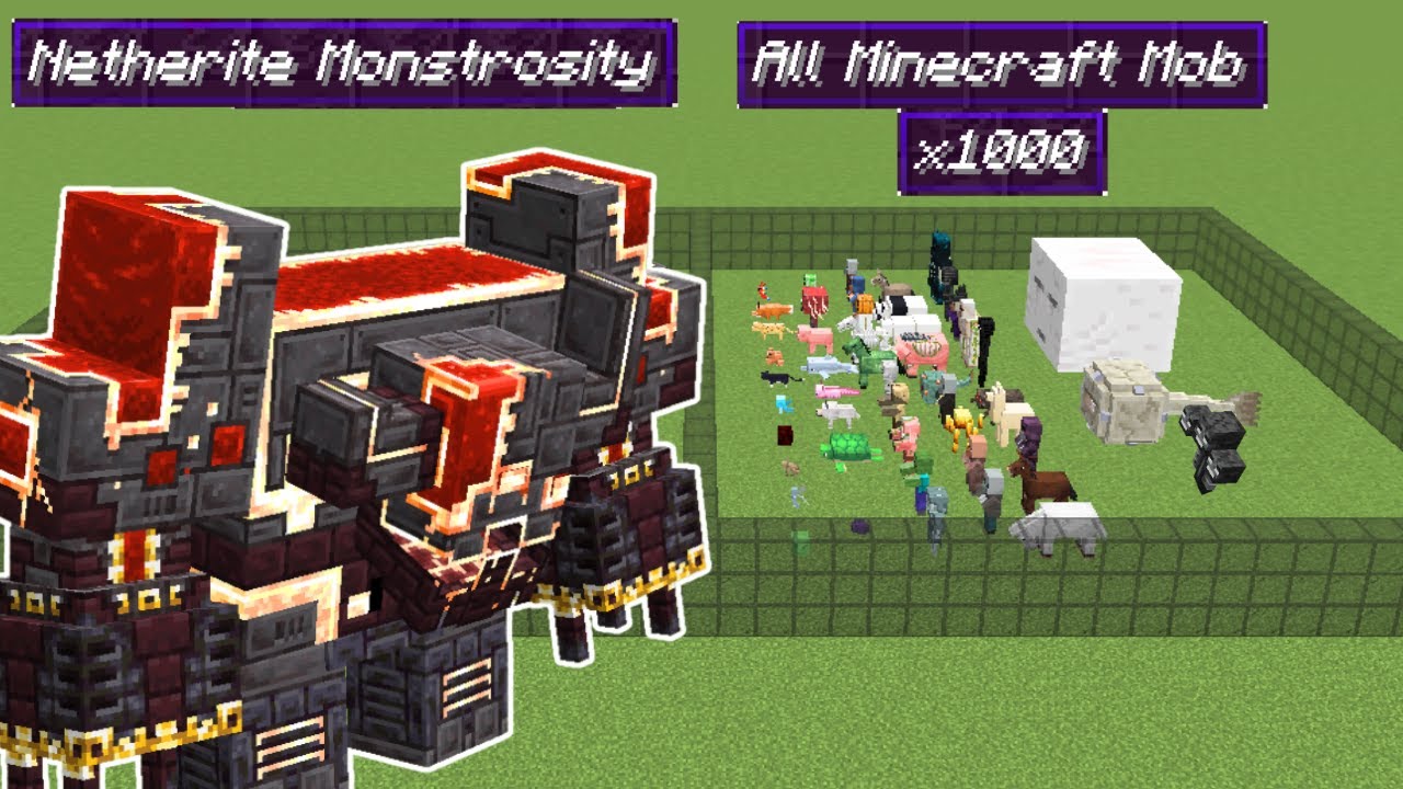 reworked netherite monstrosity vs all minecraft mobs x1000 | Minecraft Mob Battle