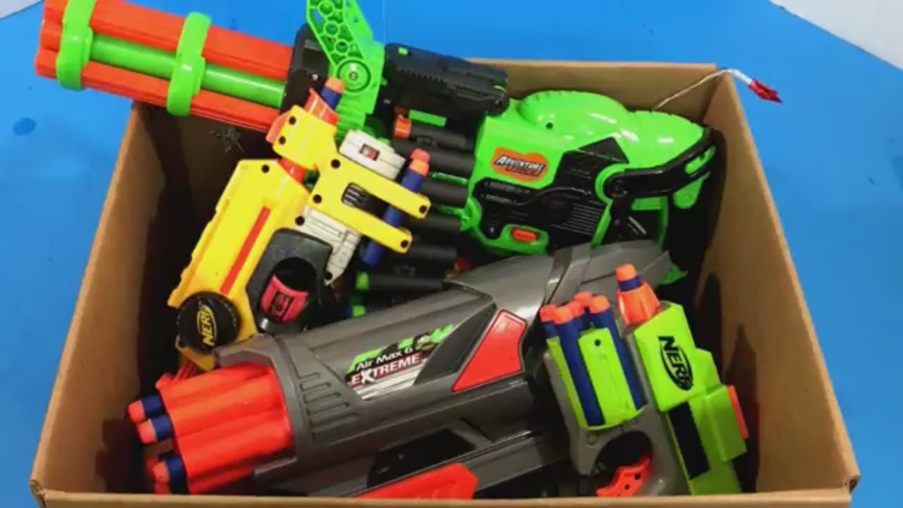 Box Of Toys Box Full Of Toys Nerf Guns Kids Toys - nerf toy guns box roblox