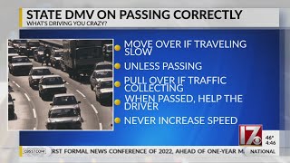 NCDMV on rules for passing correctly