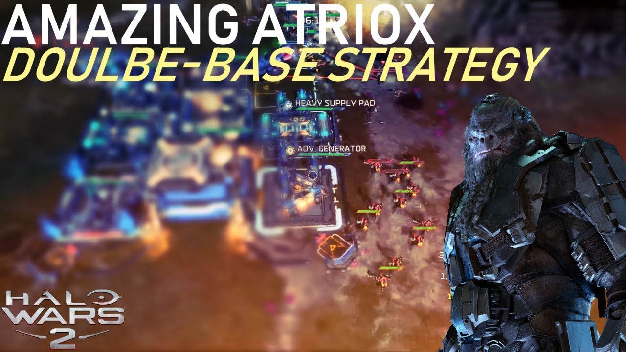 Halo Wars 2 - Insane Atriox Speedy Double Base Build! Fantastic Plays from a Pro!