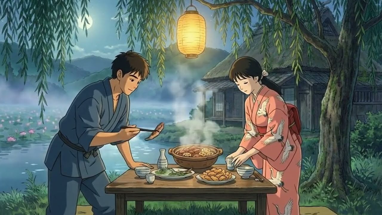 Whole Family Cozy Barbecue – Fall Fire & Heart Bonds (秋の家族の温かなグリル) | Cozy Ghibli & Lofi Ambience