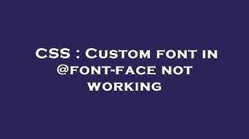 CSS : Custom font in @font-face not working