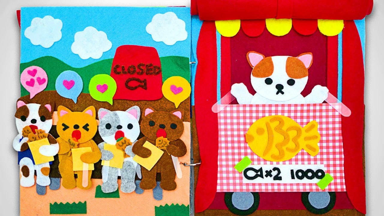 DIY Felt Book | Crafting Kitty's Fish-shaped Buns Street Food Truck Adventure!