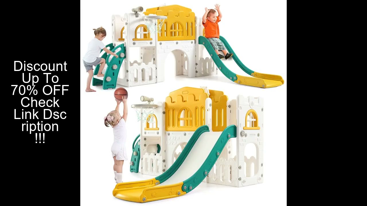 8 in 1 Toddler Slide Indoor Playground, Indoor Slide Toddler Playset for Toddlers  Kids Outdoor Play