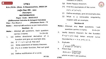 BA BSC 1 SEM MATHEMATICS DIFFERENTIAL CALCULAS AND INTE CAL 1761 2024 | RMLAU