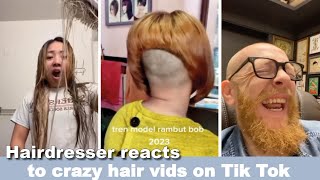 Hairdresser reacts to CRAZY hair vids on Tik Tok #hair #beauty