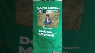 the late Deborah Saunders on a made t shirt from Paignton Devon England
