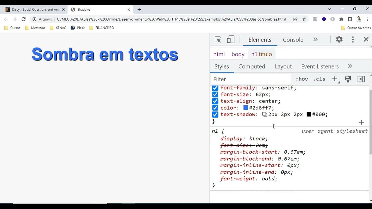 Como Inserir Sombras em textos com HTML 5 e CSS 3 Colocando sobra em