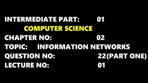 |COMPUTER SCIENCE | |CHAPTER 2| |INTERMEDIATE PART 1| |INFORMATION NETWORKS LECTURE 1|