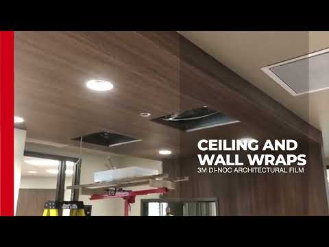 Wrapping the ceiling and walls at a Hospital using the 3M Di-Noc Architectural film.