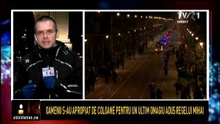 Sicriul Regelui Mihai I a trecut pe sub Arcul de Triumf. Aceasta este o transmisiunea pentru emisiunea Romania 9.