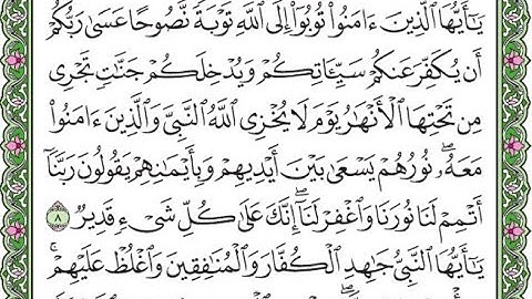 سورة التحريم مكررة  الآيات من 8 إلى 9 /Surah At-Tahrim is repeated