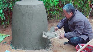 China's best craftsman makes his own water tank in the yard # woodworking # carpentry