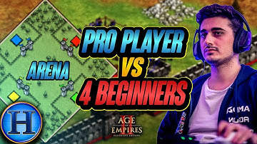 Professional Player vs 4 Beginners ON ARENA | AoE2