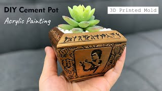 How To Make Cement Kungfu Pot using 3D printed mold  - Acrylic painting Pot