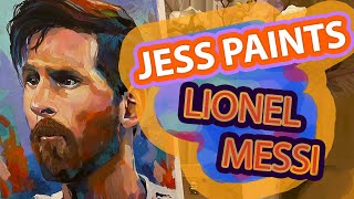 Acrylic portrait PROCESS Leo Messi (004 Jess paints)