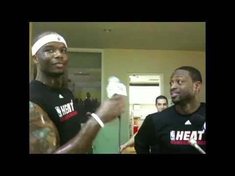 Jermaine O'Neal interviews Dwyane Wade at Miami He...