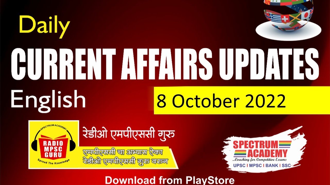 Daily Current Affairs  Update in English 8 October 2022