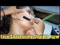 क ल ज Girl Full Face Shave Using Straight Razor New Video