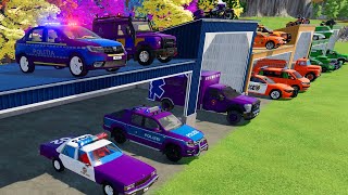 TRANSPORTING AMBULANCE, CARS, FIRE TRUCK, POLICE CARS OF COLORS! WITH TRUCKS! - FARMING SIMULATOR 22