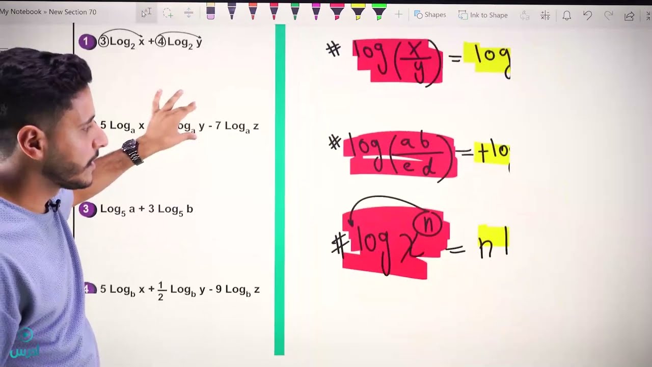 قوانين اللوغاريتمات 4  توجيهي أدبي 2006 الأستاذ طارق الرقب
