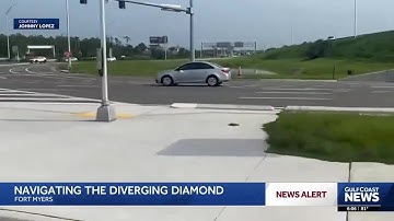 Driver goes wrong way through Colonial Blvd diverging diamond in Fort Myers
