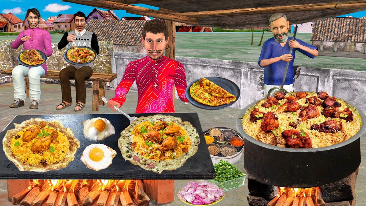 Patthar Ka Egg Omelette Biryani Famous Street Food Biryani Hindi Kahani Moral Stories Comedy Video