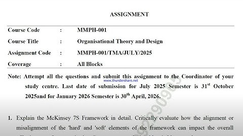 IGNOU MMPH - 001 Solved Assignment July 2025 Jan 2026 PDF | MBA | Organisational Theory and Design