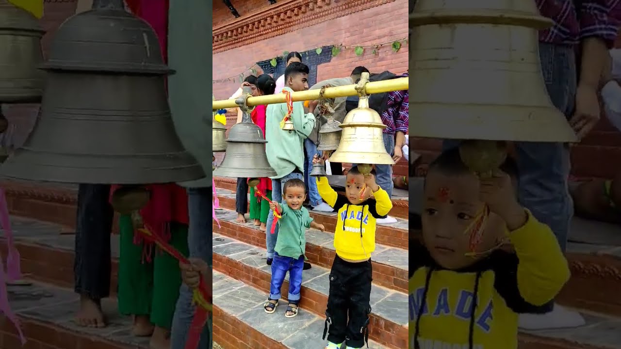 Kids Playing With Temple Bells 